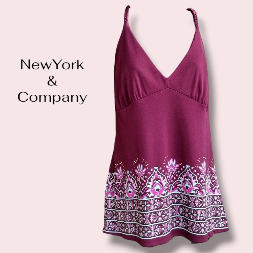 New York & Company Wine Y2K Boho Cami Top Sz XL